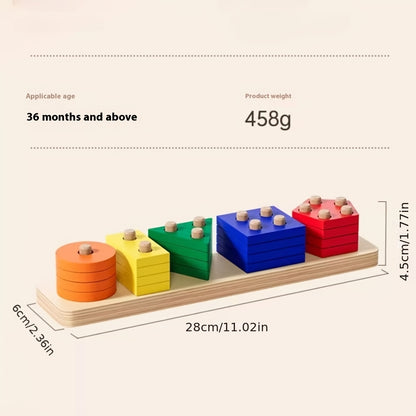 Colorful Geometric Shape Wooden Stacking Blocks for Boys and Girls - Educational Toy to Enhance Color Recognition, Coordination Skills Development Birthday Gift, Learning Through Play, Playful Learning, Smooth Finish, Early L