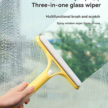 3-In-1 Multi-Functional Glass Cleaning Tool with Sprinkler, Polypropylene (PP) Plastic, for Bathroom, Kitchen, Living Room, Bedroom, Toilet - Efficient Mirror And Window Scraper
