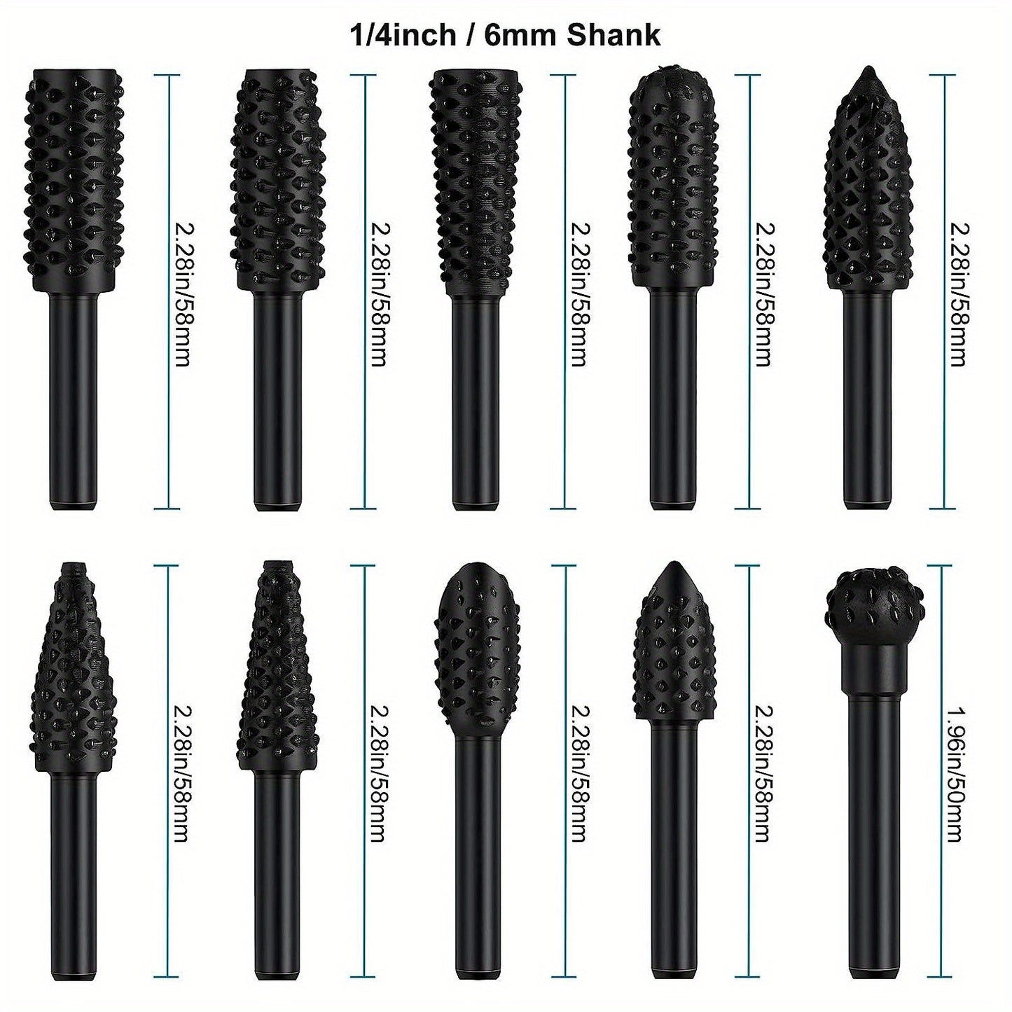 Conjunto de 5/10 brocas para entalhe em madeira, 1/4" (6 mm), broca rotativa para entalhe, ferramenta para trabalhos em madeira DIY, ferramenta elétrica para gravação, polimento e desbaste.