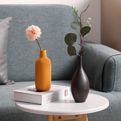 Conjunto de 4 vasos de cerâmica para decoração de mesa estilo quinta, pequenos vasos de flores para mesa de centro, prateleira, sala de jantar, decoração moderna e boho.
