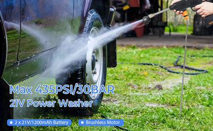 Lavadora de Alta Pressão Sem Fios 7MAGIC 6 em 1 com 2 Baterias e Caixa de Ferramentas - Recarregável, 100-240V, Plástico Durável, Multifunções para Manutenção de Relvados e Jardins, Pistola de Lavadora de Alta Pressão Sem Fios, Fácil de Usar