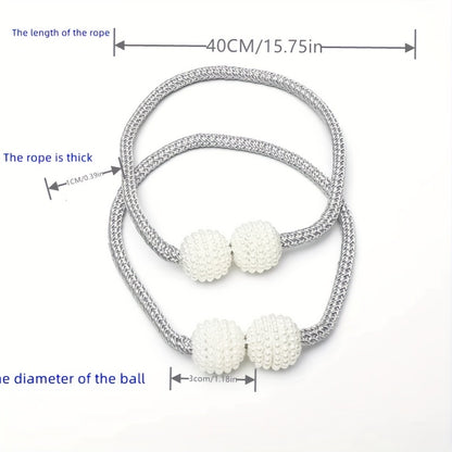 2pcs Large Modern Magnetic Curtain Tiebacks - Elegant Pearl Design, Easy-to-Use, Stylish Window Treatment Holdbacks for Home Decor, Curtains for Living Room