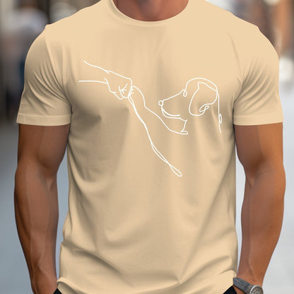 MBDMBD Men's Minimalist Dog Line Art Graphic T-Shirt - Vibrant Yellow with Black dog outline, Lightweight Summer Casual Everyday Tee for Pet Lovers - Machine Washable Apparel, Dog Tshirt, Classic Round Neck, Comfortable Fit