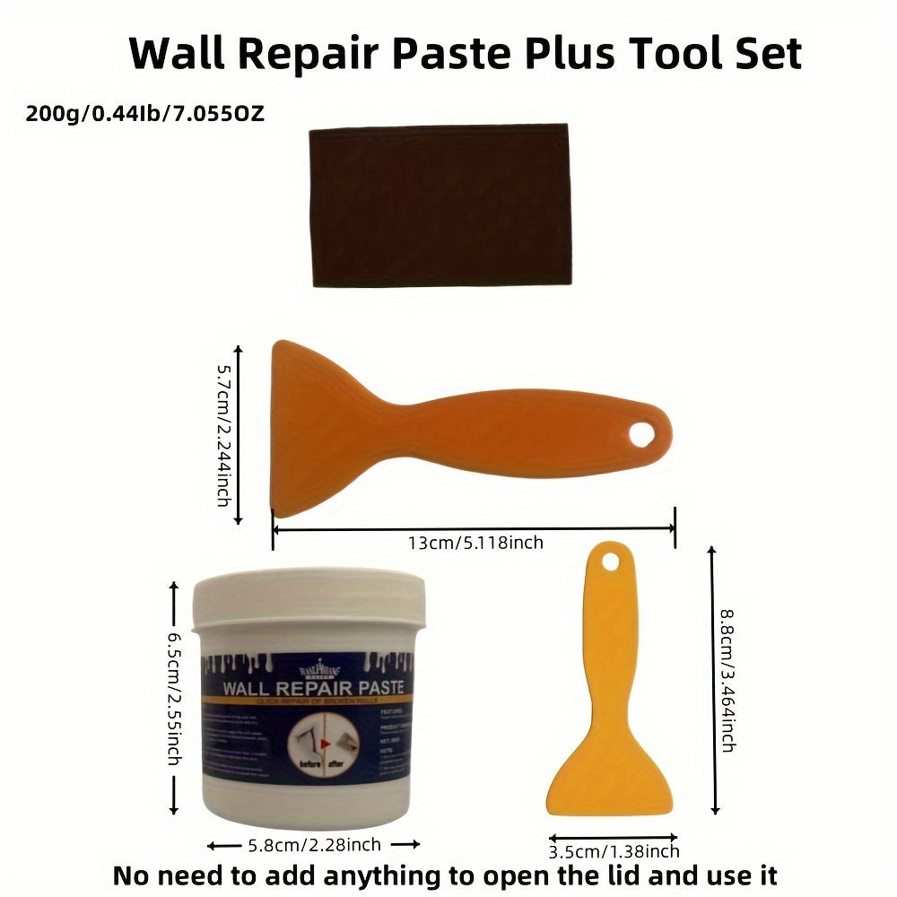 Kit de Reparação de Paredes com Espátula - Massa de Secagem Rápida para Drywall, Preenchimento de Buracos e Fissuras, Acabamento à Base de Cal, Reparação Autocolante de Paredes de Gesso, Branca, Material Plástico, Fácil de Usar para Reparações Domésticas