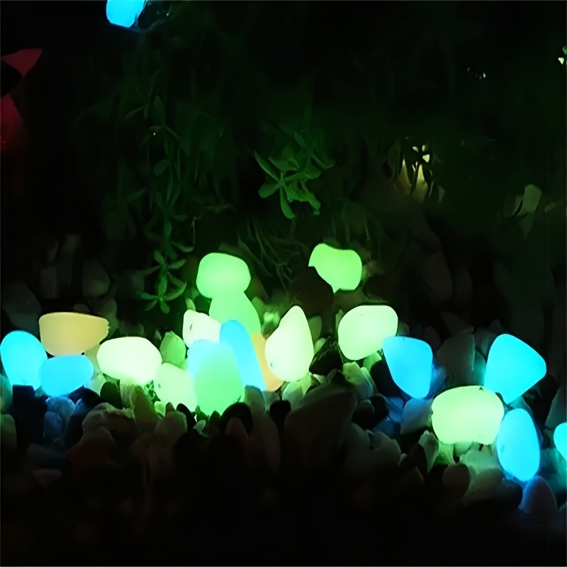 100pcs/500pcs Outdoor Luminous Miniature Pebbles, Garden Potted Mini Garden Accessories, Garden Decoration, Garden Supplies, Wedding Party Decoration, Festival Supplies, Garden Aquarium Dark Glow-in-the Dark Luminous Stone! (