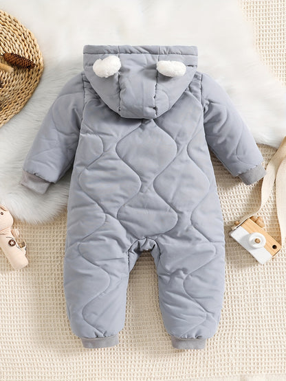 Infant Hooded Thick Romper Long Sleeve Zipper Thermal Jumpsuit, Babies & Kids Coat
