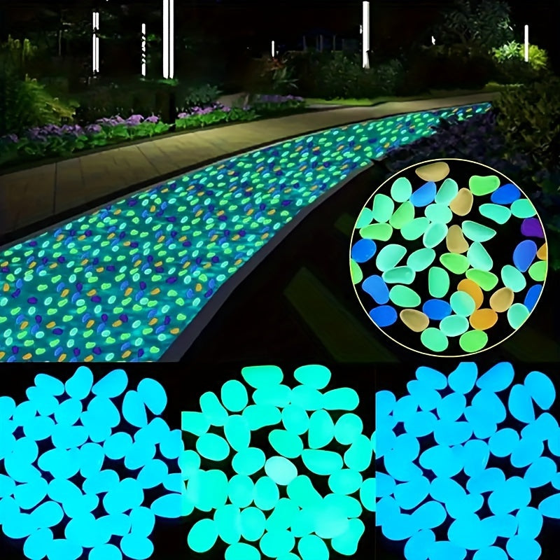 100pcs/500pcs Outdoor Luminous Miniature Pebbles, Garden Potted Mini Garden Accessories, Garden Decoration, Garden Supplies, Wedding Party Decoration, Festival Supplies, Garden Aquarium Dark Glow-in-the Dark Luminous Stone! (