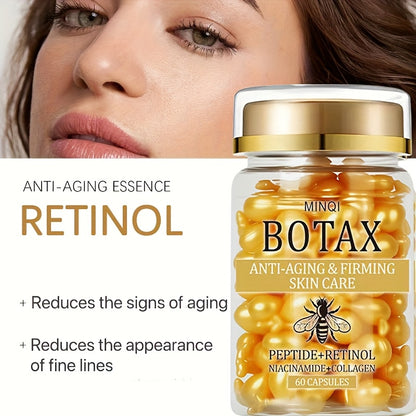 2-Pack of 120 BOTAX Firming Capsules, Skincare Product with Retinol, Collagen, Bee Venom, and Acetyl Cysteine, Enriched with Hyaluronic Acid for Light Beige Tightening, Suitable for All Light Beige Types, Lightweight Texture,
