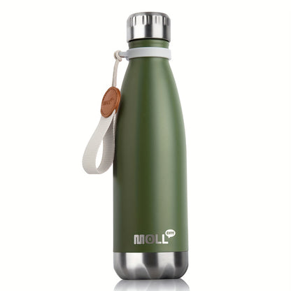 Garrafa térmica de aço inoxidável de 500ml com boca estreita, 1 unidade, reutilizável, à prova de fugas, para viagens, ideal para mulheres (rosa)