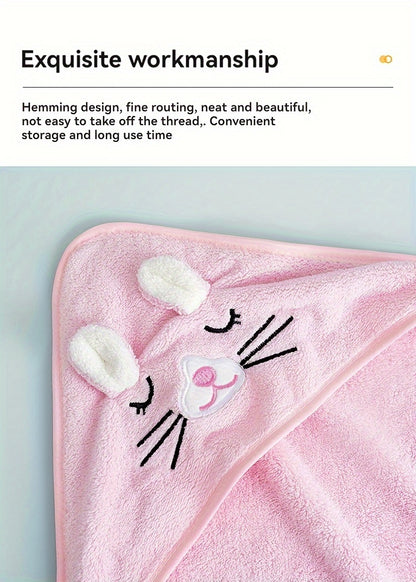 Super Absorbent Microfiber Baby Bathrobe - Adorable Elephant Hooded Towel with Matching Hat, Soft & Cozy for Boys and Girls 0-2 Years, Cartoon Design, Machine Washable, Baby Bath Accessories