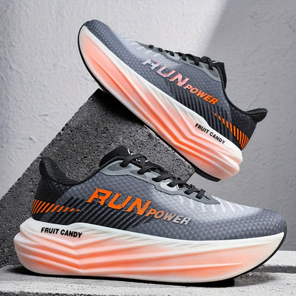 Men's Lightweight Breathable Running Shoes - Stability Low-Top Design with Durable Rubber Sole for Road, Trail & Gym Training - All-Season Comfort, Extended Sizes, Unisex-Friendly (Black/Orange), Fitness Footwear, Sleek Sport
