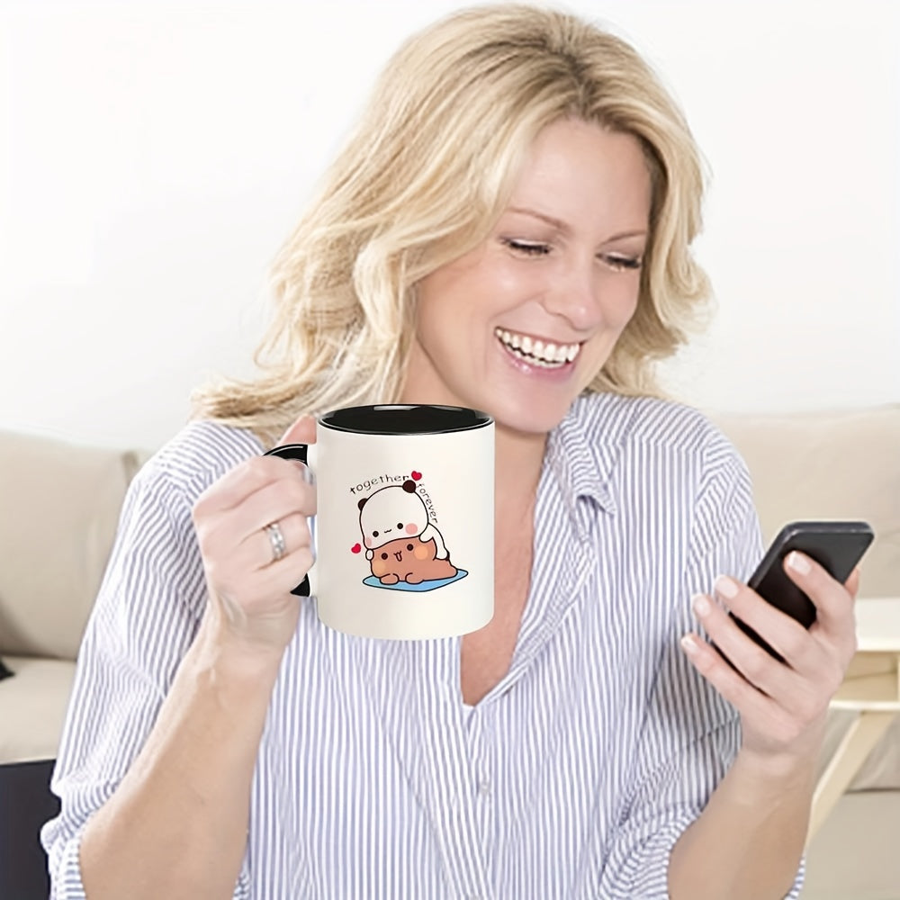Adorable Couple Ceramic Coffee Mug Set: Perfect for Valentine's Day or Any Special Occasion - 325ml