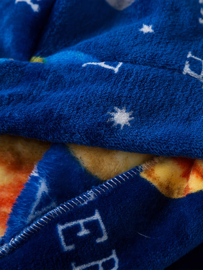 Kids Flannel Bathrobes Boys Hoodie Robes Soft Astronaut Planet Print Sleepwear Kids Clothes