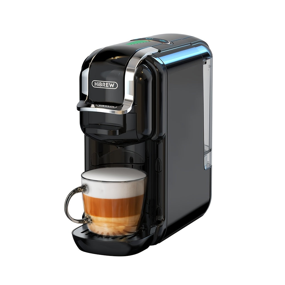 Máquina de Café HiBREW 5 em 1: Espresso, Cappuccino, Latte, Café Coado, Cápsulas e Café Moído com Cápsulas ESE/NS/DS/K-Cup, Sistema de 1450W, Funcionamento Semi-automático, Ficha Europeia (220-240V), Máquina de Café, Café Expresso
