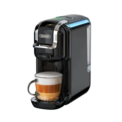 Máquina de Café HiBREW 5 em 1: Espresso, Cappuccino, Latte, Café Coado, Cápsulas e Café Moído com Cápsulas ESE/NS/DS/K-Cup, Sistema de 1450W, Funcionamento Semi-automático, Ficha Europeia (220-240V), Máquina de Café, Café Expresso