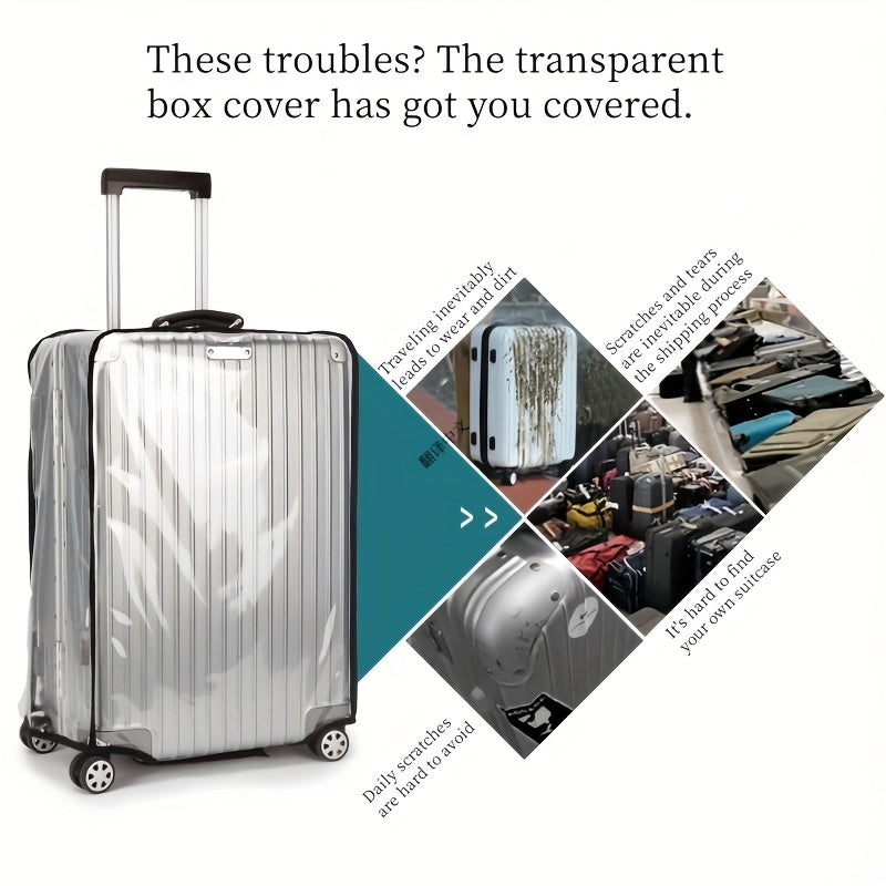 3pcs Luggage Protective Covers, Check-in Shockproof Thick PVC Transparent Dustproof Covers for 50.8cm+60.96cm+71.12cm Suitcases, Waterproof & Durable