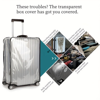 3pcs Luggage Protective Covers, Check-in Shockproof Thick PVC Transparent Dustproof Covers for 50.8cm+60.96cm+71.12cm Suitcases, Waterproof & Durable