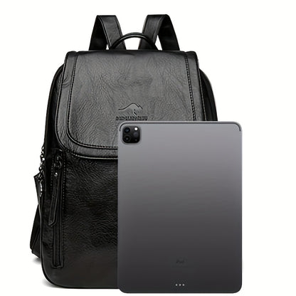 DENGLIDAISHU Women'S Summer Casual Backpack - Large Capacity Adjustable Strap, Brown Synthetic Faux Leather with Zipper Closure, Polyester Lining, Perfect for Travel & Everyday Use, Backpack for Travel, Secure Zipper Closure