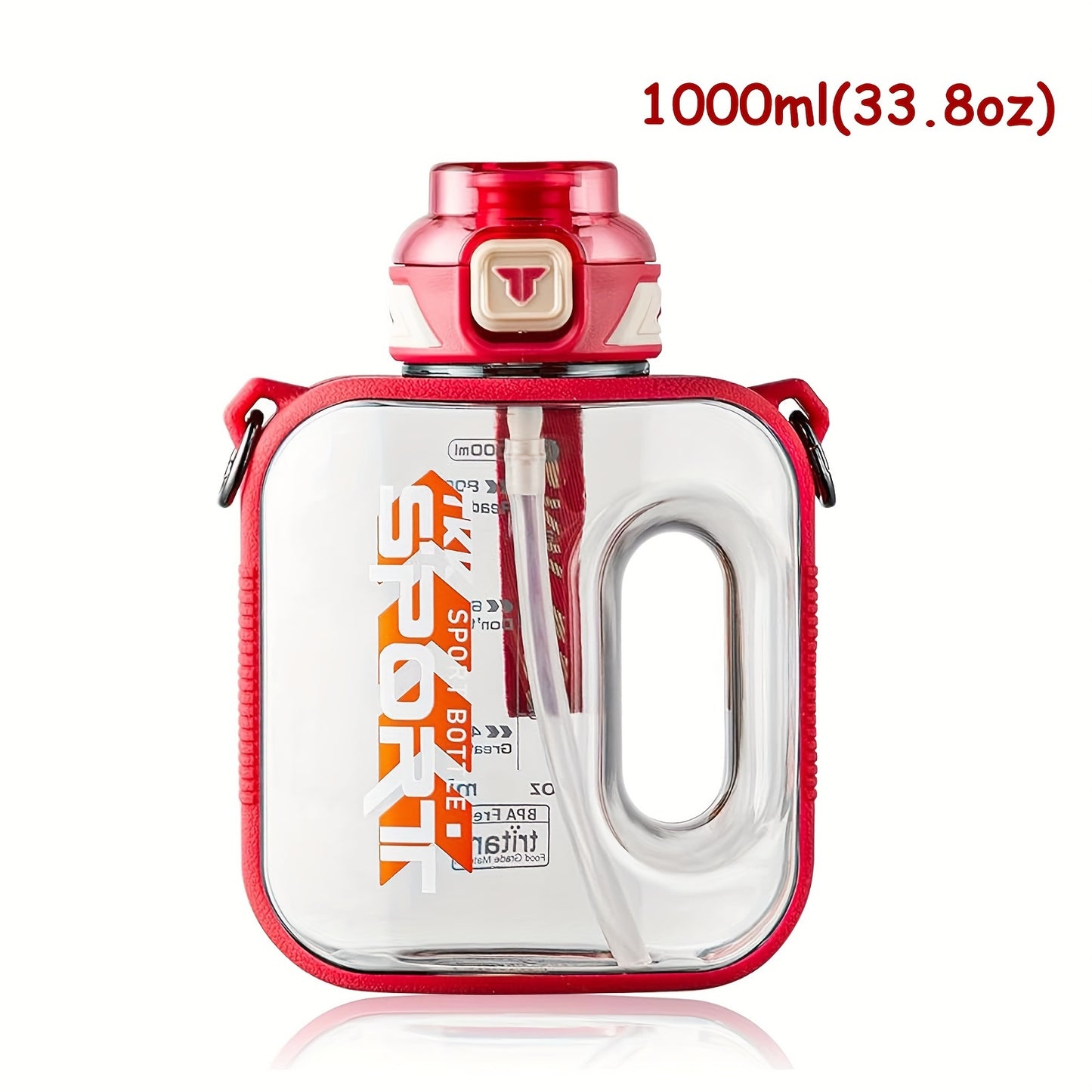 1pc TKK Leakproof Sports Water Bottle Jug with Handle & Straw - Wide Mouth, BPA-Free, for Gym, Travel, Camping, Yoga - Available in 1000ml/1600ml/2100ml (33.81oz/54.1oz/71.01oz) - Ideal Gift for Athletes, Hikers, Outdoor Enth