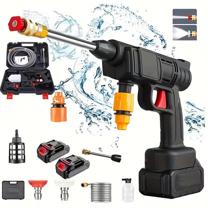 Portable charging car wash tool, freeing from the restriction of water tap, can be used as long as there is a water source. Powerful, suitable for car washing, garden watering, home floor cleaning, and extremely convenient fo