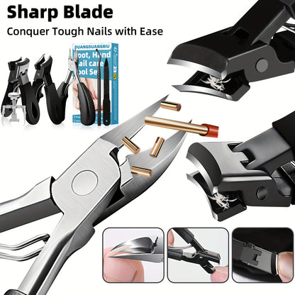 6pcs Ingrown Toenail Care Kit - Wide Jaw & Large Angled Clippers for Thick Nails, Includes Nail File & Pedicure Tools, Long Handles, eagle beak nail clippers, Ideal for Men & Women's Manicure and Pedicure Set, DUANGDUANGBIU