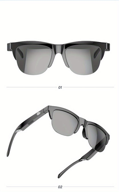 Smart Wireless 5.0 Sunglasses Multifunctional Glasses Wireless Call Play Music Outdoor Sports Headphones Rechargeable HIFI Sound Quality HD Lens Headphones Black Technology Unisex Touch Long Battery Life Anti-UV Lens