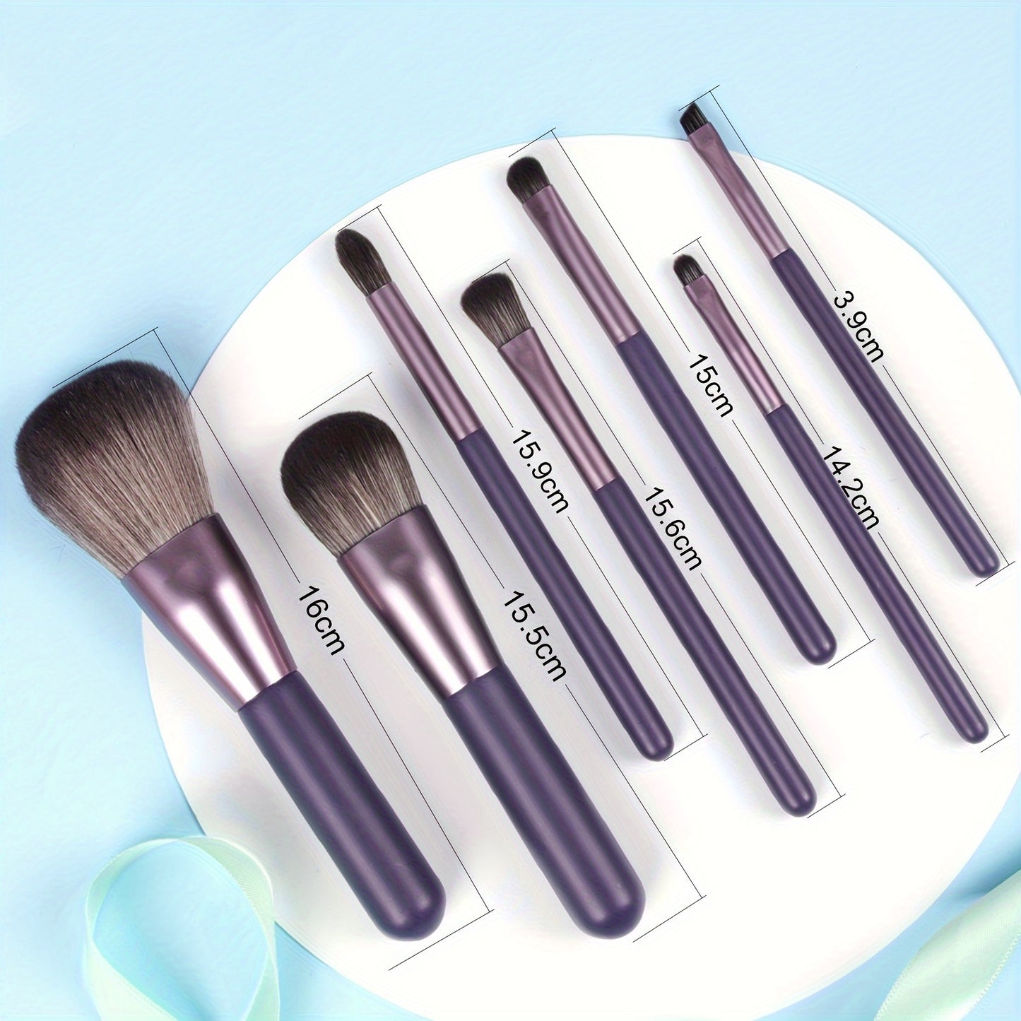 7pcs Professional Makeup Brush Set with Storage - Elegant Wooden Handle & Nylon Bristles, Multi-Functional for Foundation, Powder, Eyeshadow, Blending