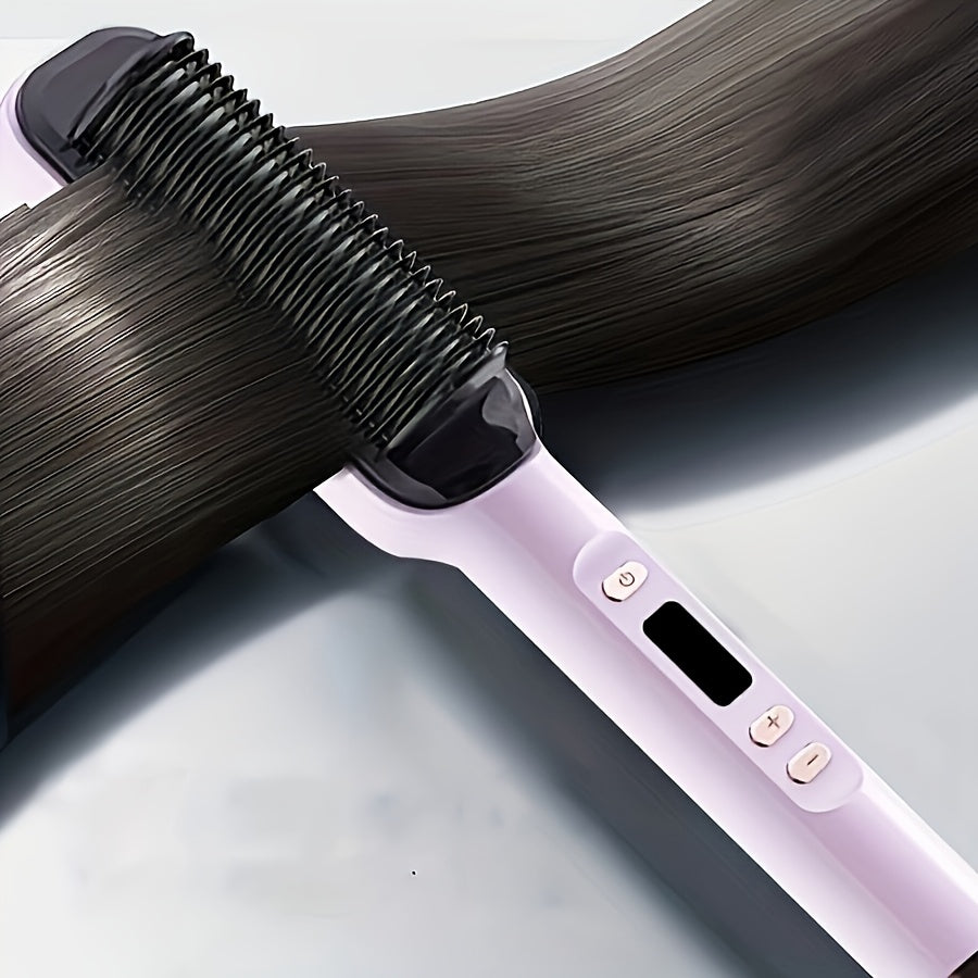 2-in-1 Straightening & Curling Hair Styler Comb - Fast, Portable with European Plug (220V) for Professional Salon & Home Use
