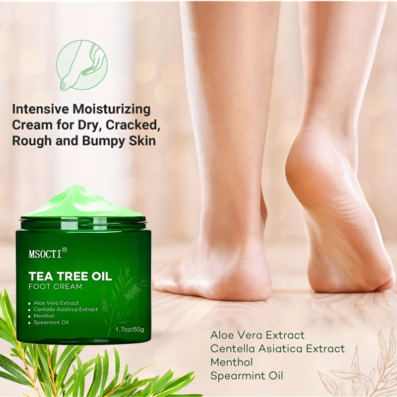 Athletes Foot Cream With Tea Tree Oil, Aloe & Spearmint - Hydrates, Softens & Conditions Dry Cracked Feet, Heel And Calluses,- Helps Soothe Irritated Skin