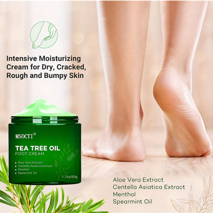 Athletes Foot Cream With Tea Tree Oil, Aloe & Spearmint - Hydrates, Softens & Conditions Dry Cracked Feet, Heel And Calluses,- Helps Soothe Irritated Skin