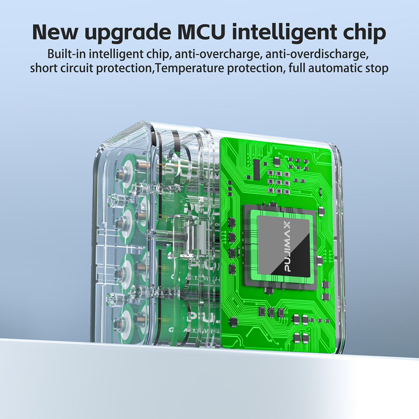 PUJIMAX 8-Section Rechargeable Lithium Battery 4255mWh, High Performance 1.5V Lithium Battery, Ultra-Long Battery Life Rechargeable AA Lithium Battery and Full Function Charging Box - 8 Slot, Black Charging Box [Only Supports