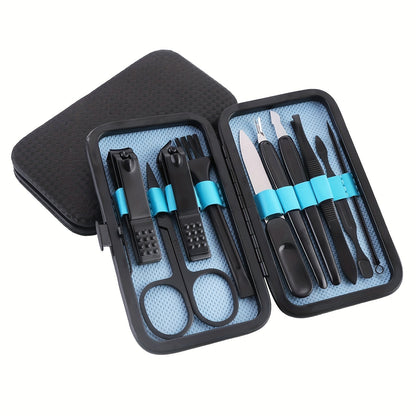 Manicure Set Nail Clipper Set Built-in Nail File Men's And Women's Personal Care Portable Travel Household 7-Piece Set Black Nail Scissors Grooming Tools Kit