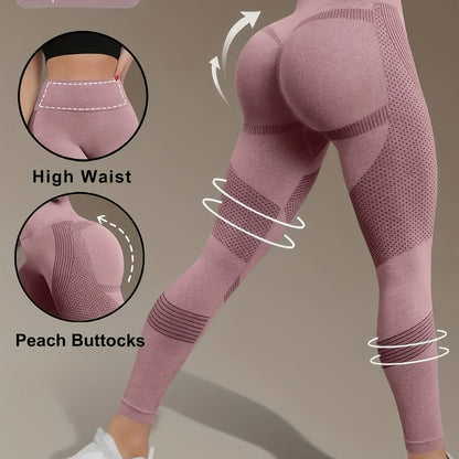 Women's High-Waisted Yoga Pants - 4-Way Stretch Quick-Dry Workout Leggings with Seamless Butt-Lifting Design, Sweet Wicking & Tummy Control for Running, Training, Gym - All-Season Machine Washable