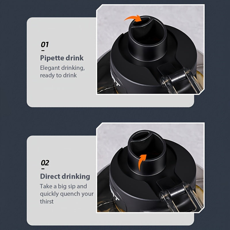 1pc 2.5L/84.54oz Large Capacity Leakproof Straw Water Bottle - Portable, Durable PC Plastic with Flip Top Lid, Ideal for Outdoor Sports, Travel & Fitness, Hydrate in Style with "SPORT" Motivational Design, Sports Water Bottle