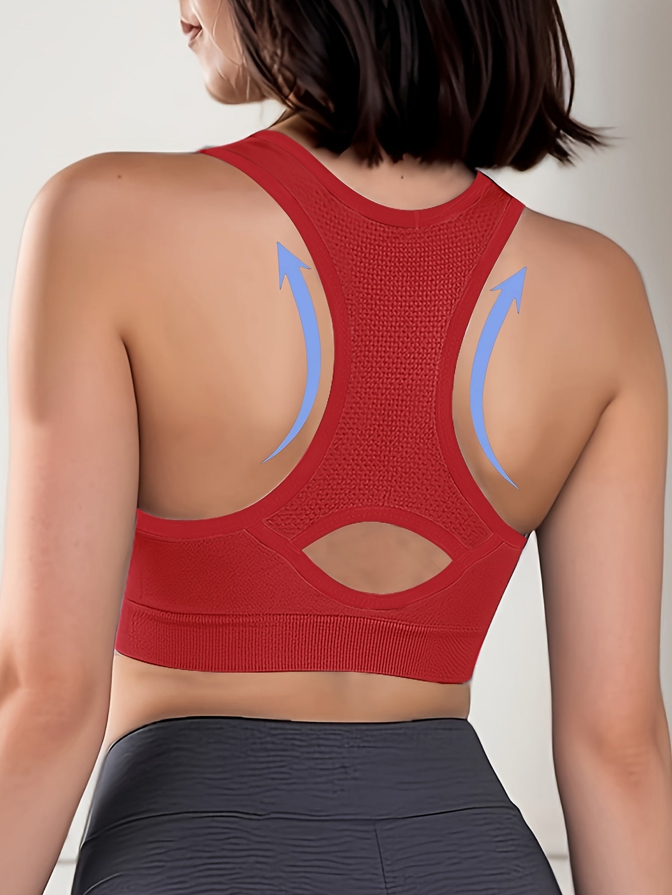 Women's High-Support Sports Bra with Removable Pads - Quick-Dry, Shockproof, Double-Layer Racerback Vest for Running & Fitness, Breathable Nylon-Elastane Blend, Non-See-Through, All-Season Activewear