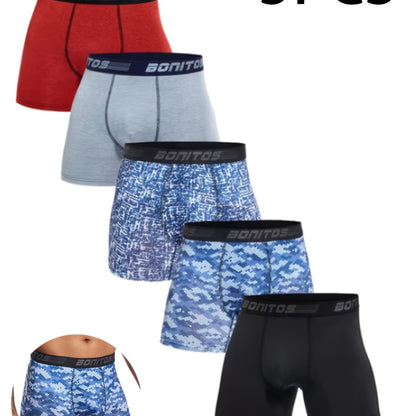 Conjunto de 5 cuecas boxer novas para homem, marca de roupa interior masculina sexy e de alta qualidade, cuecas slip para homem, presente de roupa interior masculina.