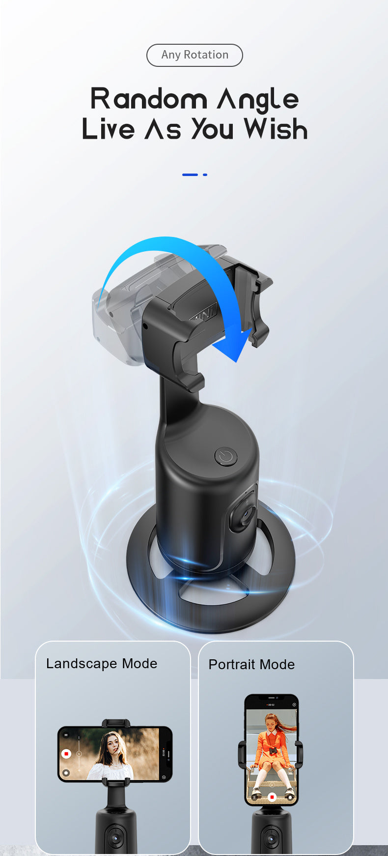 Compact 360° Auto Face Tracking Tripod & Selfie Stick - USB Rechargeable, Fast & Accurate for Vlogging, Live Streaming | Portable Smartphone Holder with Powerful Motor, Rotation, and App Control