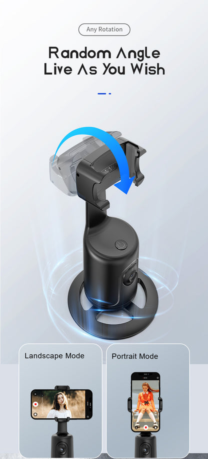 Compact 360° Auto Face Tracking Tripod & Selfie Stick - USB Rechargeable, Fast & Accurate for Vlogging, Live Streaming | Portable Smartphone Holder with Powerful Motor, Rotation, and App Control