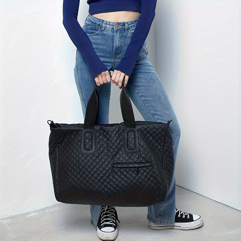 WEIXIER Spacious Multi-Pocket Travel Tote - Durable, Lightweight Women's Handbag for Weekend Getaways & Daily Use - Available in Coffee, White, Black