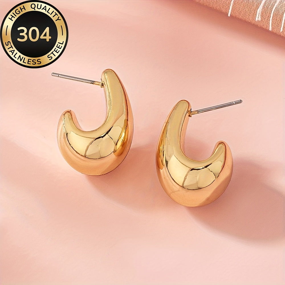 Hypoallergenic High-Quality Stainless Steel Golden Hollow Water Drop Earrings, Fade-Resistant, Comfortable and Versatile, Simple Elegant, Suitable for Daily Wear or Party Fashion Women'S Earrings, Jewelry Accessories, A Delic