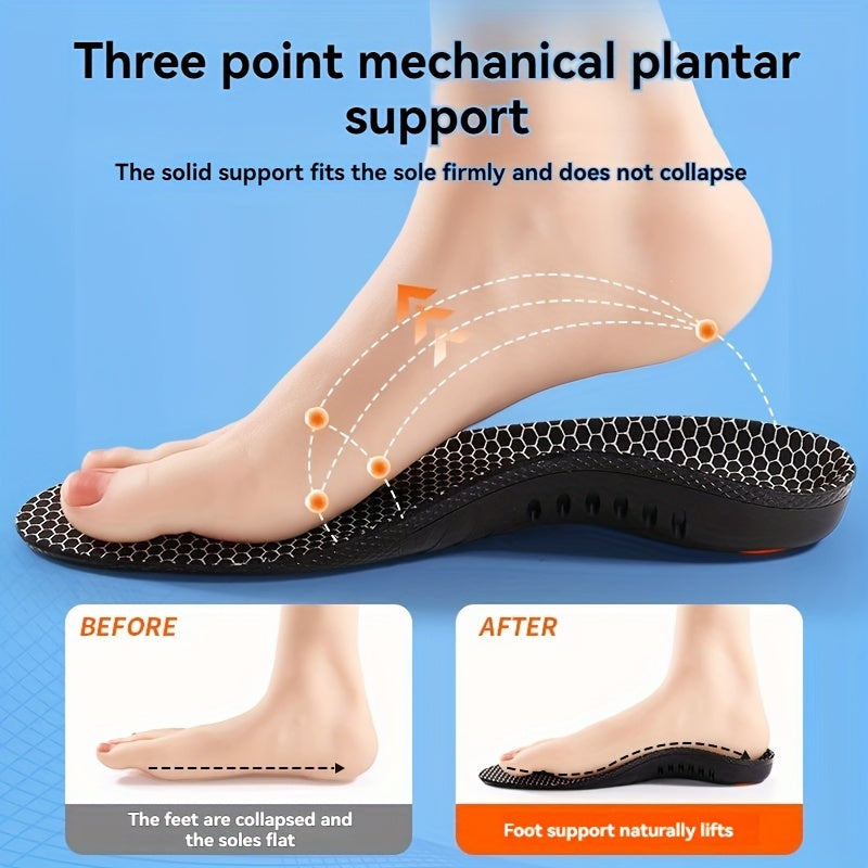 1 Pair MADIFW  Support Sports Insoles - Upgraded TPU Anti-Torque 3.0 System, High Elastic Shock Absorption, Breathable & Comfortable for Active Lifestyles, Black with Orange Accents