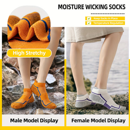 6 Pairs Unisex Trainer Socks, Short Padded Running Socks, Breathable Cotton Sports Socks