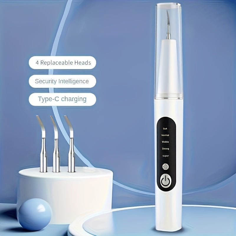 Kit Removedor de Tártaro ProClean - Fio Dentário Elétrico com Luz LED Ajustável em 5 Níveis, 4 Cabeças Substituíveis e Remoção Avançada de Tártaro para uma Melhor Saúde Oral e Hálito Fresco