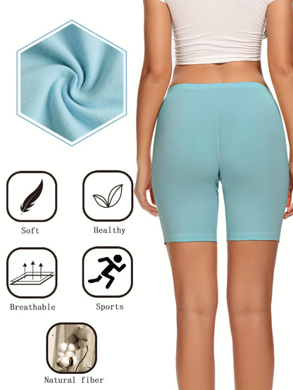 Women's Cotton Boyshorts Underwear 4-Pack - Comfortable Full Coverage Boxers, Knit Fabric, Solid Color, Simple Style, 95% Cotton 5% Spandex