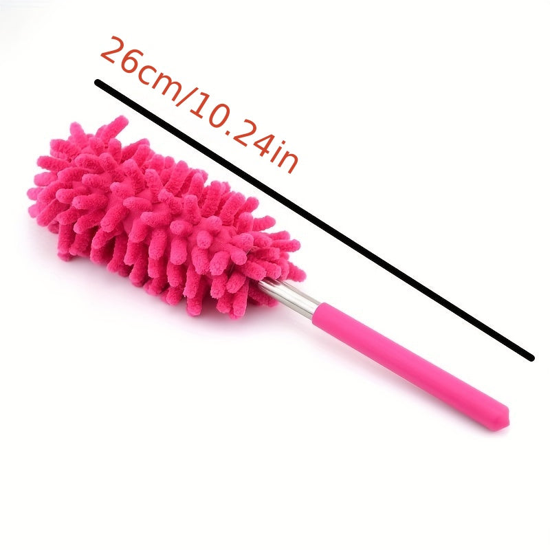 1pc, Stainless Steel Telescopic Fiber Duster - Efficient Dust Removal And Sweeping With PP Wool - Cleaning Tools And Supplies