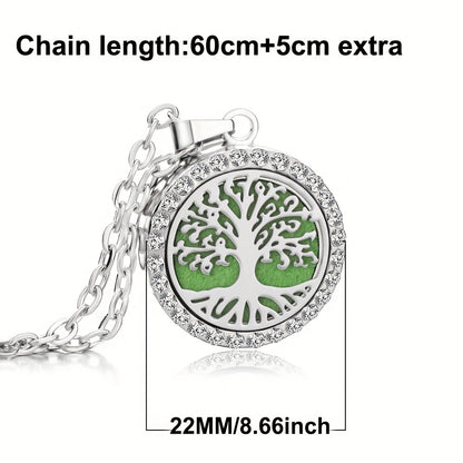 1pc Men's Tree Of Life Aromatherapy Necklace, Fragrance Perfume Essential Oil Diffuser Pendant Necklace