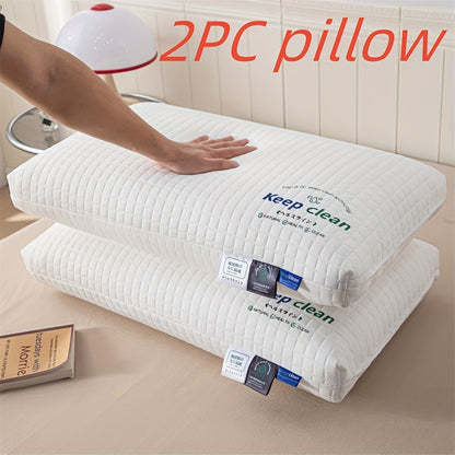 2 Ergonomic Luxury Neck Pillows - Adjustable Cervical Support, Breathing Fabric & Machine Washability for All Sleepers (Side/Back), Hotel-Quality Comfort in Elegant Textured White with Zipper Cover