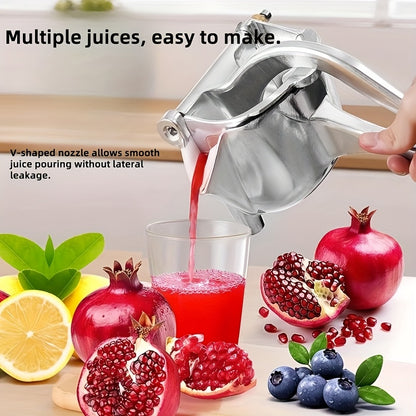 Manual Citrus Juicer - Aluminum Alloy, Non-Slip Base, Easy-Clean Design with Push-Button Operation for Lemons, Oranges, Pomegranates & Blueberries - No Electricity Needed, Portable Kitchen Tool, Citrus Juicer Reamer, Sleek Me
