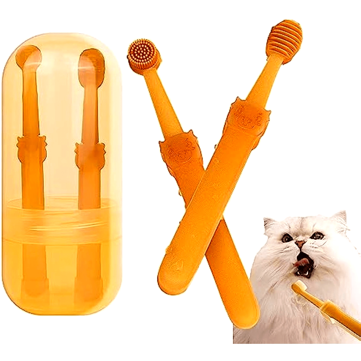 2Pcs Small Dog & Cat Toothbrush Kit With Storage Box, Soft Silicone Cat Dog Tooth Brushing Kit, Tongue Cleaner For Pet Tooth Brushing