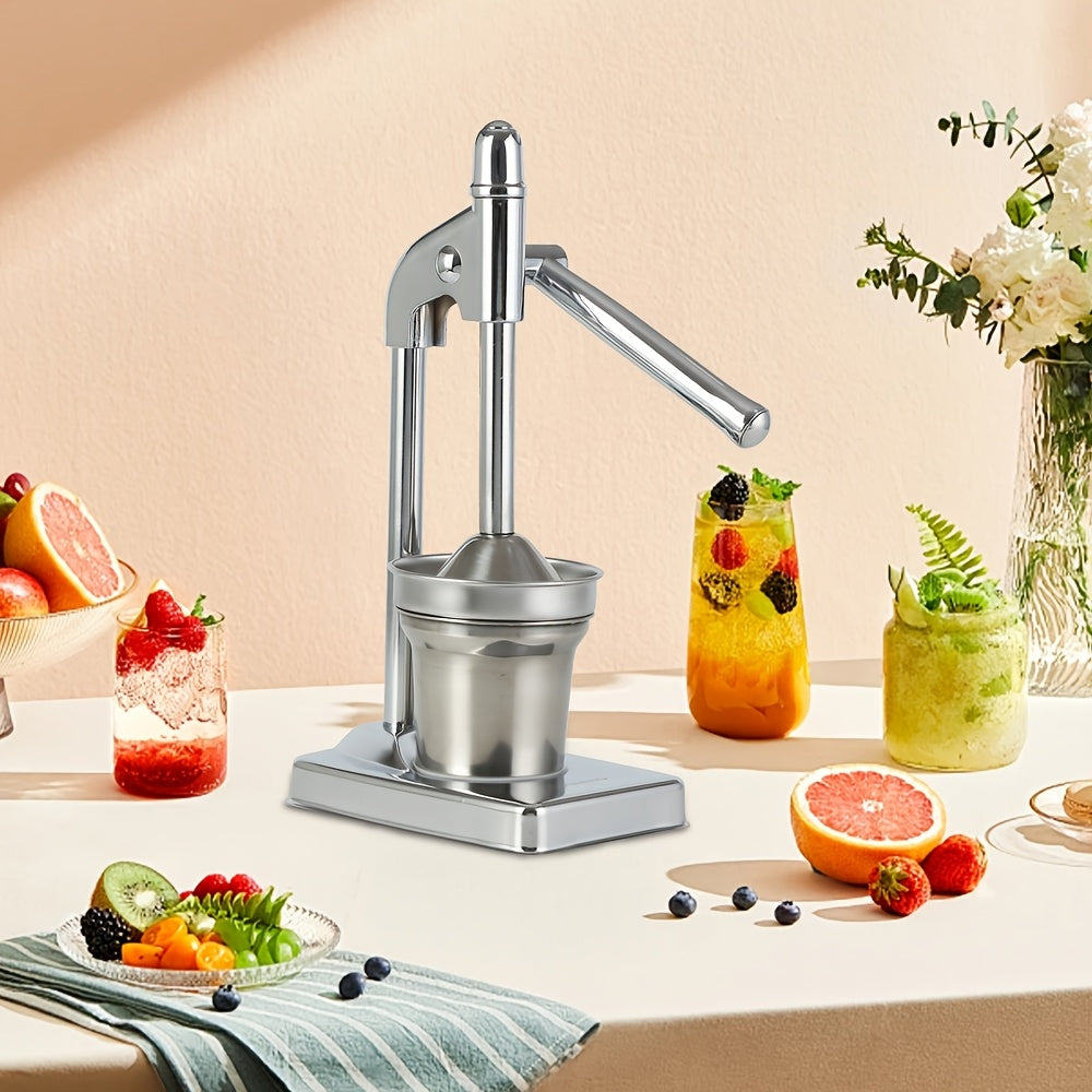 Stainless Steel Manual Juicer - Commercial & Home Use, Heavy-Duty Construction, Easy-Clean Design, No Power Needed, for Oranges, Grapefruits, Lemons, Apples, Berries, Vegetables - Ideal For Restaurants, Home Kitchens, Fruit J